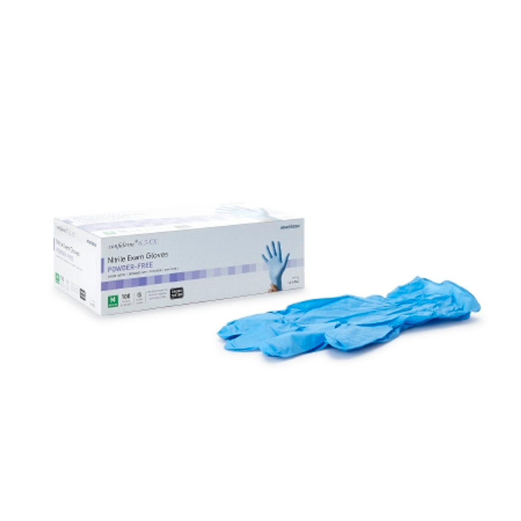 Exam Glove McKesson Confiderm® 6.5CX Medium NonSterile Nitrile Extended Cuff Length Textured Fingertips Blue Chemo Tested
