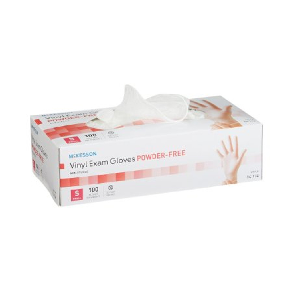 Exam Glove McKesson Small NonSterile Vinyl Standard Cuff Length Smooth Clear Not Rated

