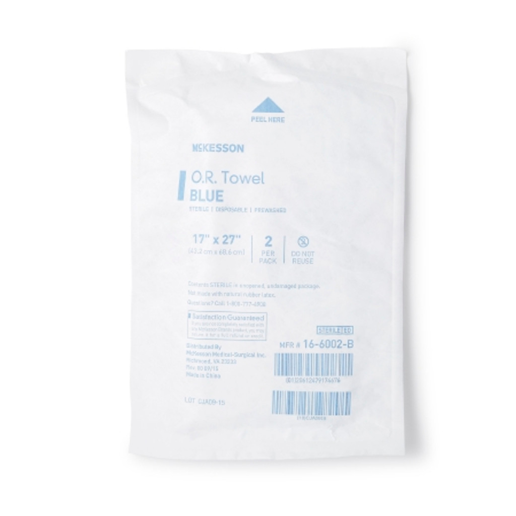 O.R. Towel McKesson 17 W X 27 L Inch Blue Sterile
