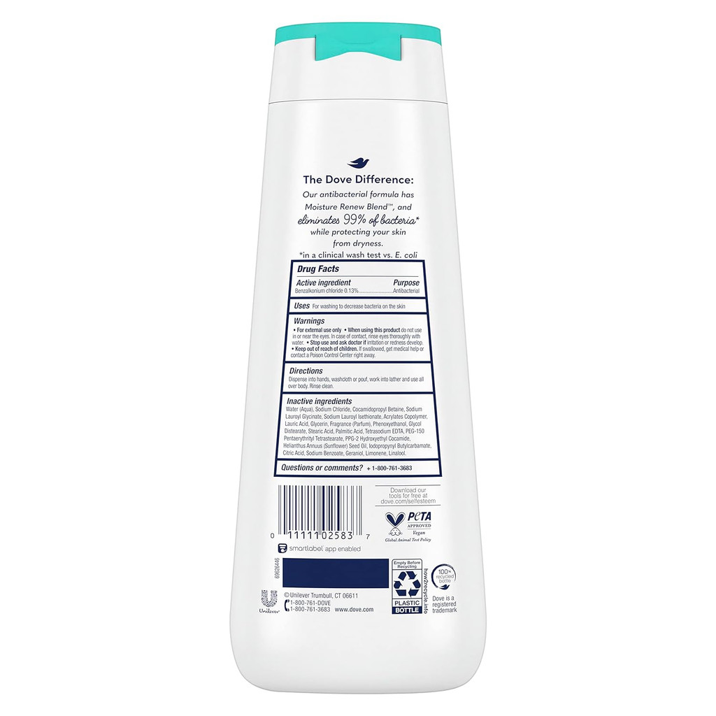 BL Dove Body Wash Care & Protect antibakteerinen 20 unssia - 3 kappaleen pakkaus