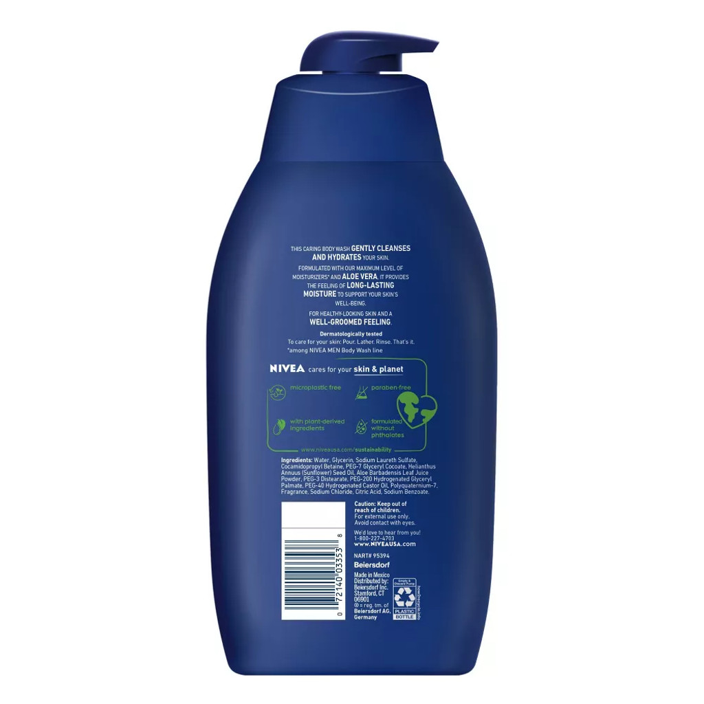 BL Nivea Men Body Wash Maximale Feuchtigkeit mit Aloe Vera 30 oz – 3er-Pack