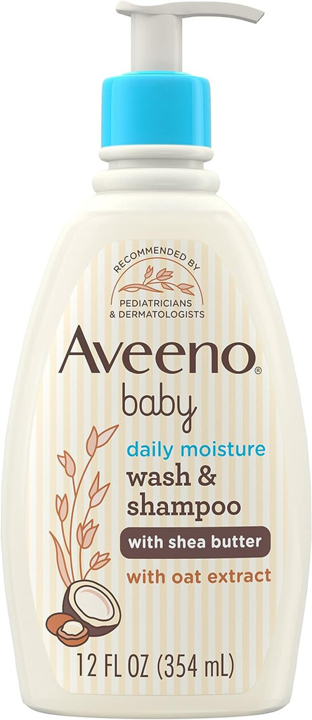 BL Aveeno Baby Daily Moisture Wash / Champú Manteca de Karité 12oz - Paquete de 3