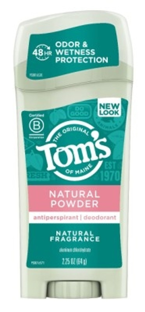 BL Toms Natural Deodorant Stick Natural Powder 2,25 oz - Pakke med 3