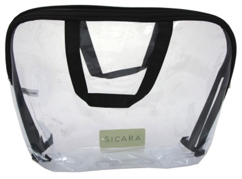Bolsa cosmética transparente BL Sicara com alça grande para transporte (9X12X2) - Pacote de 3