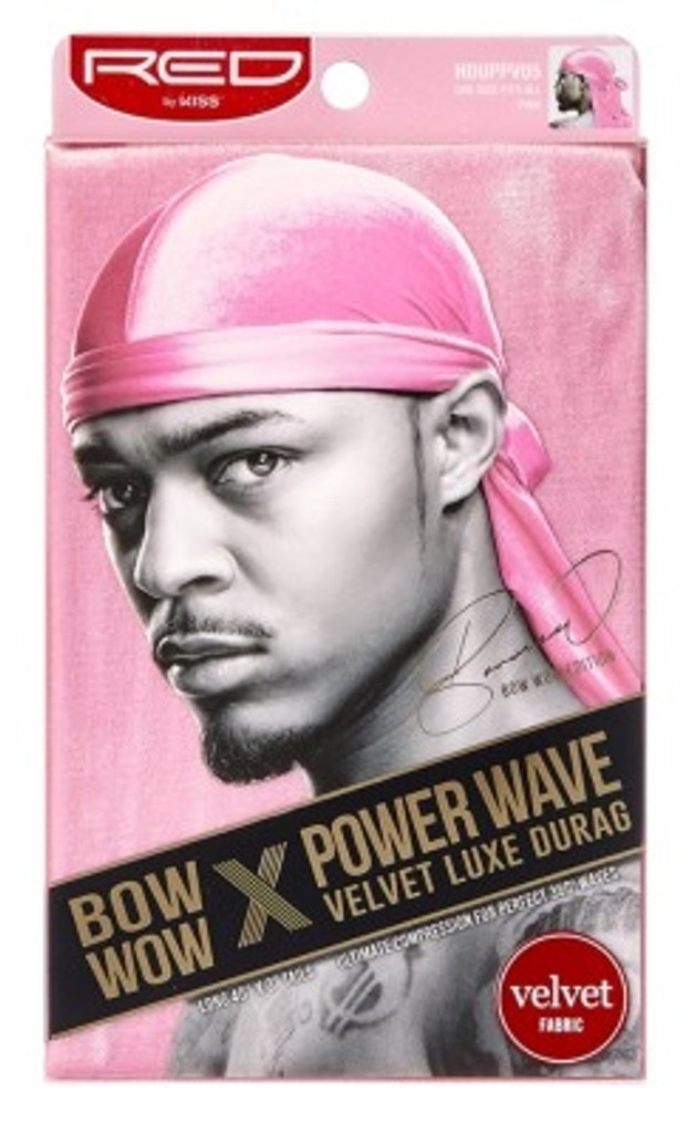 Bl kiss rouge durag bow wow power wave velours rose (3 pièces)