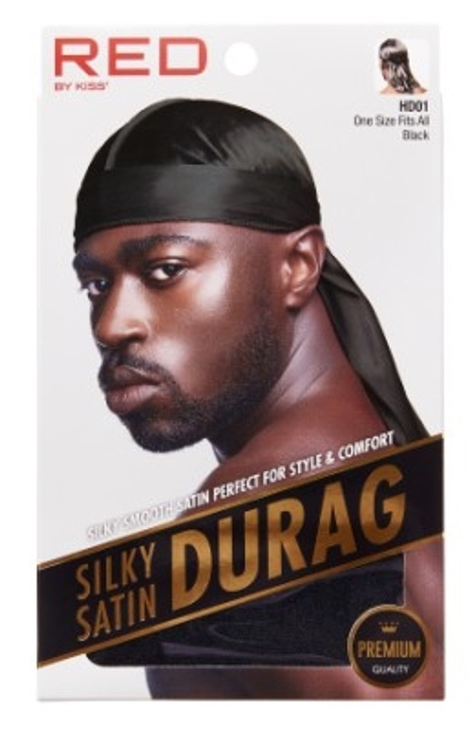 BL Kiss Red Durag Silky Satin Black One Size Fits All (12 Pieces)