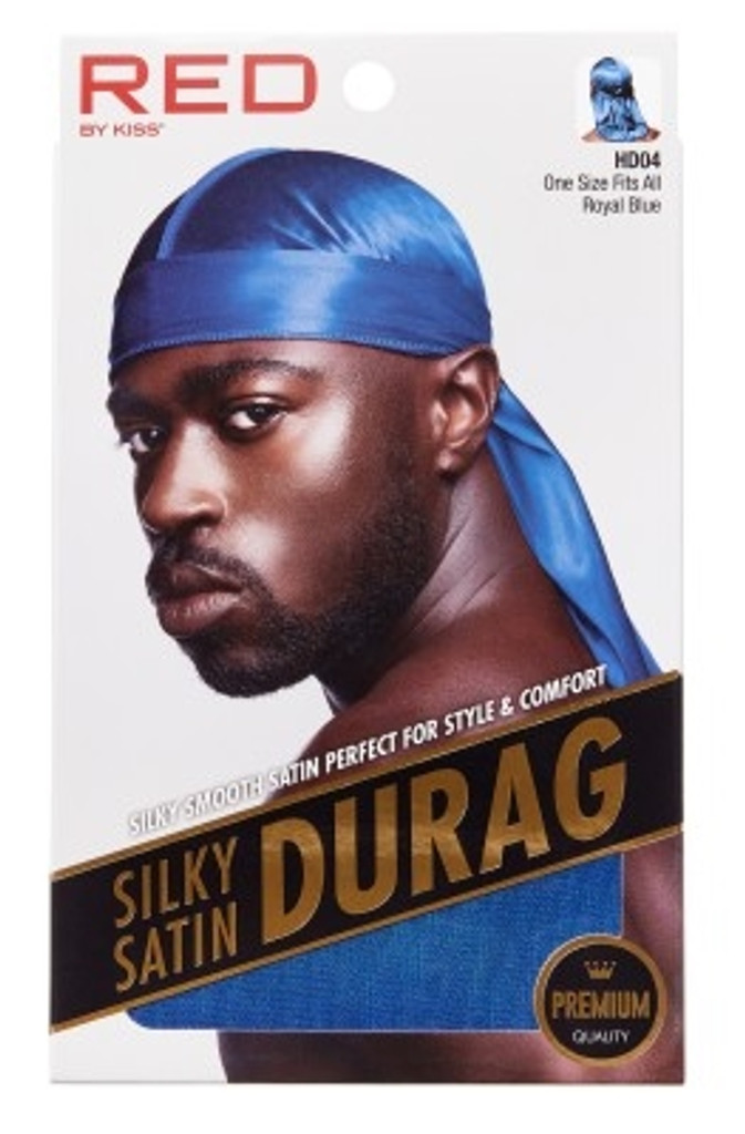 Durag Bl kiss rouge satin soyeux bleu roi xtra longue queue (12 pièces)