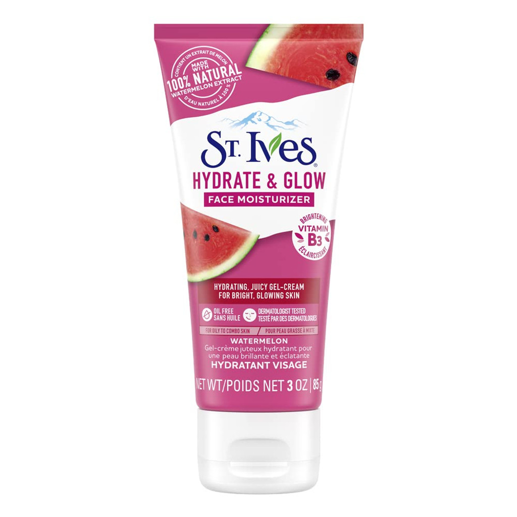 BL St Ives Hidratante facial Hidratante de sandía + Brillo 3oz - Paquete de 3