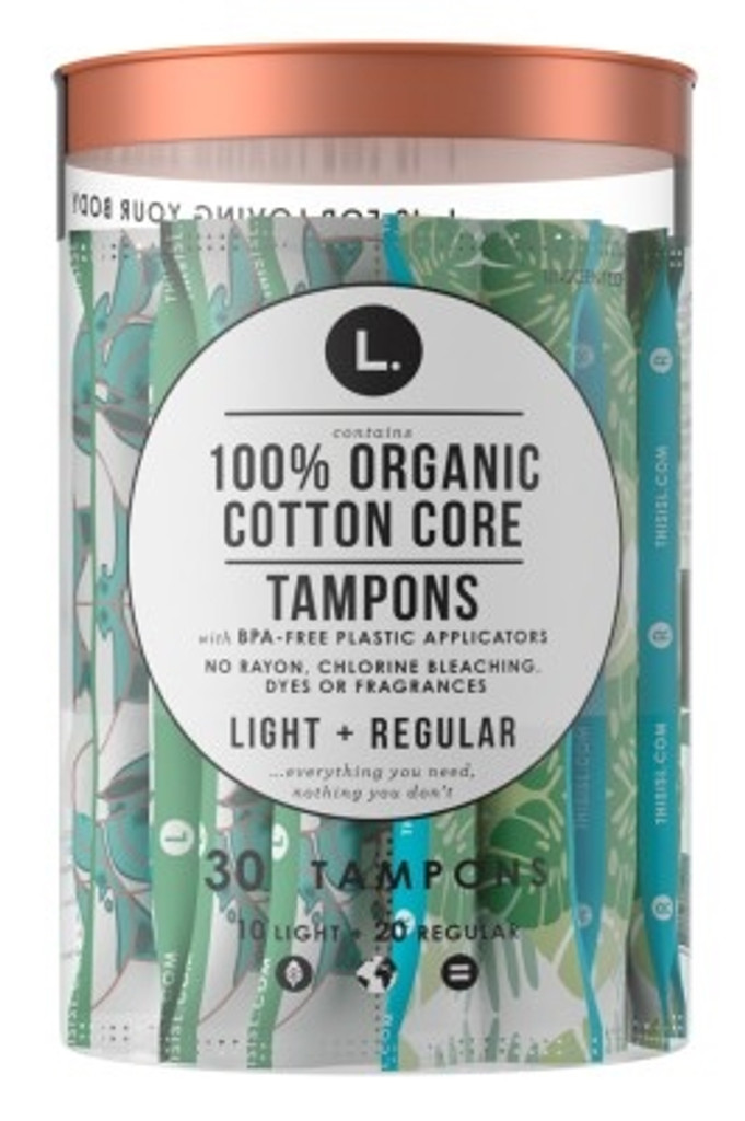 BL L. Tampons Organic Cotton Core 30 Count (20 Reg + 10 Light) - 3 kpl pakkaus