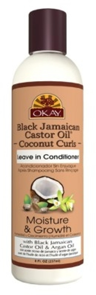 BL Okay jätettävä hoitoaine Coconut Curls 8 unssia risiiniöljyä - 3 kpl pakkaus