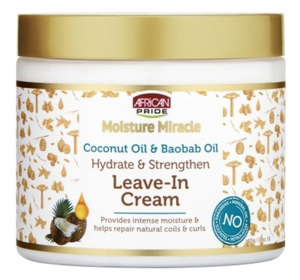 BL African Pride Crème sans rinçage à l'huile de noix de coco et à l'huile de baobab 15 oz - Paquet de 3