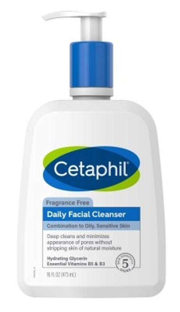 BL Cetaphil Daily Facial Cleanser 16oz Combination To Oily Skin - Pack of 3
