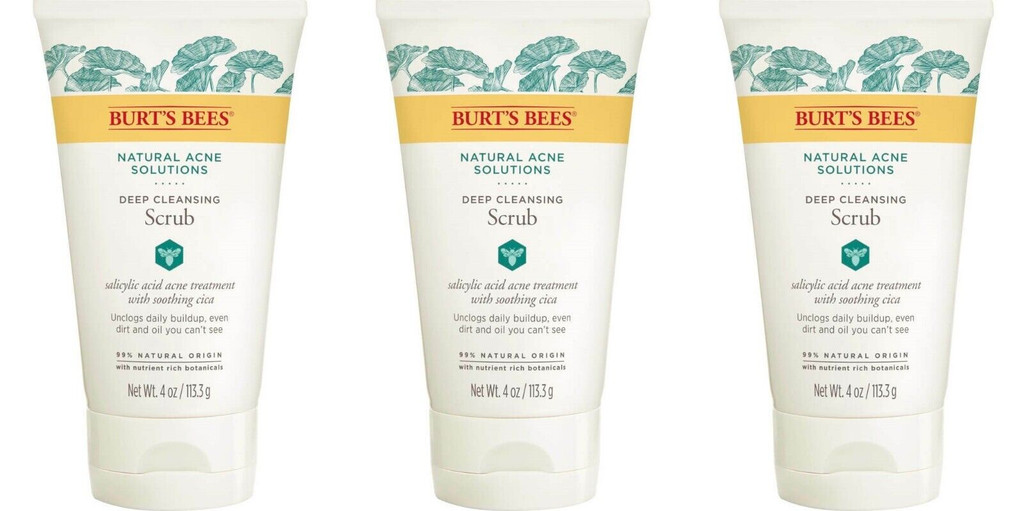 BL Burts Bees Natural Acne Solutions Esfoliante de limpeza profunda 4 onças - Pacote de 3