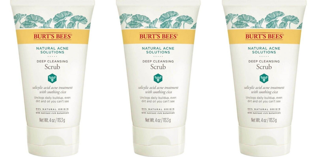 BL Burts Bees Natural Acne Solutions Scrub לניקוי עמוק 4oz - מארז של 3