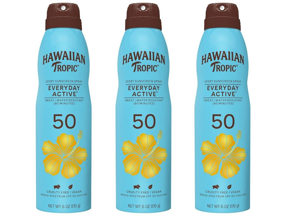 BL Hawaiian Tropic Spf 50 Every Day Active Sport Spray 6oz - חבילה של 3