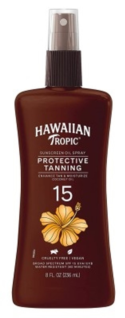 BL Hawaiian Tropic SPF 15 Protective Tanning Sunscreen Oil Spray 8oz - Pack of 3