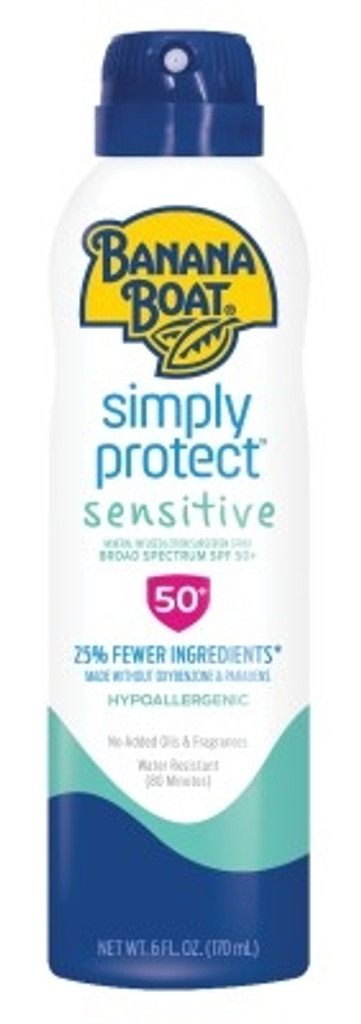 BL Banana Boat Spf 50+ Simply Protect Sensitive Spray de 6 oz - Paquete de 3