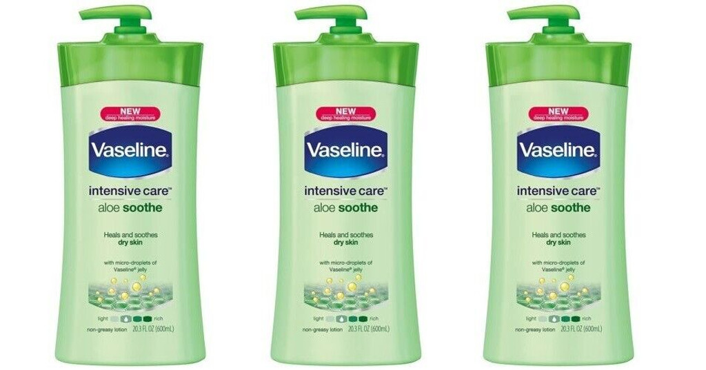 BL Vaseline Intensive Care Lotion 20.3oz Aloe Soothe Pump (Dry) - Pack of 3