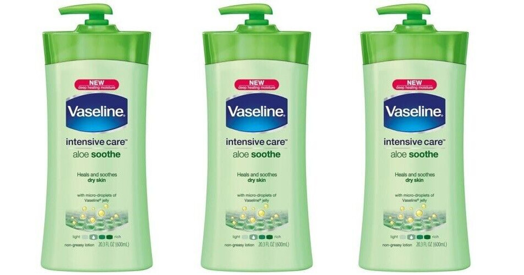 BL Vaseline Intensive Care Lotion 20,3 unssia Aloe Soothe Pump (kuiva) - 3 kpl pakkaus