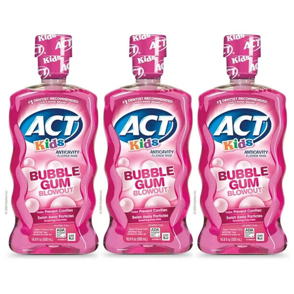 BL Act Kids Fluoride Rinse Bubble Gum Blowout 16,9 Unzen – 3er-Pack