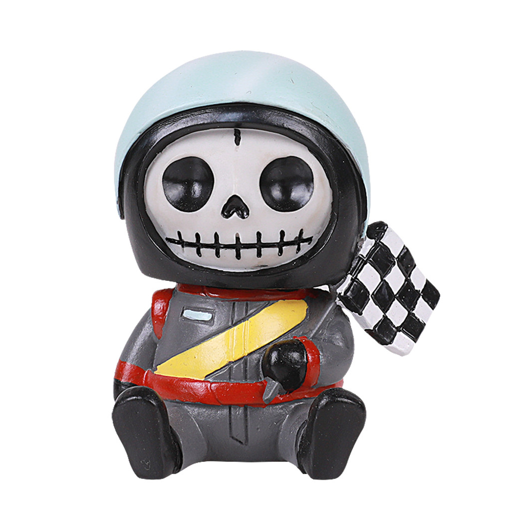 PT Furrybones Jerry the Racecar Driver Skull Mini Resin Figurine