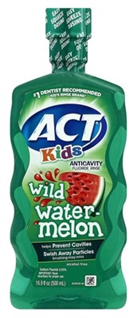 BL Act Kids Fluoride Rinse Wild Watermelon 16,9 onças - Pacote de 3