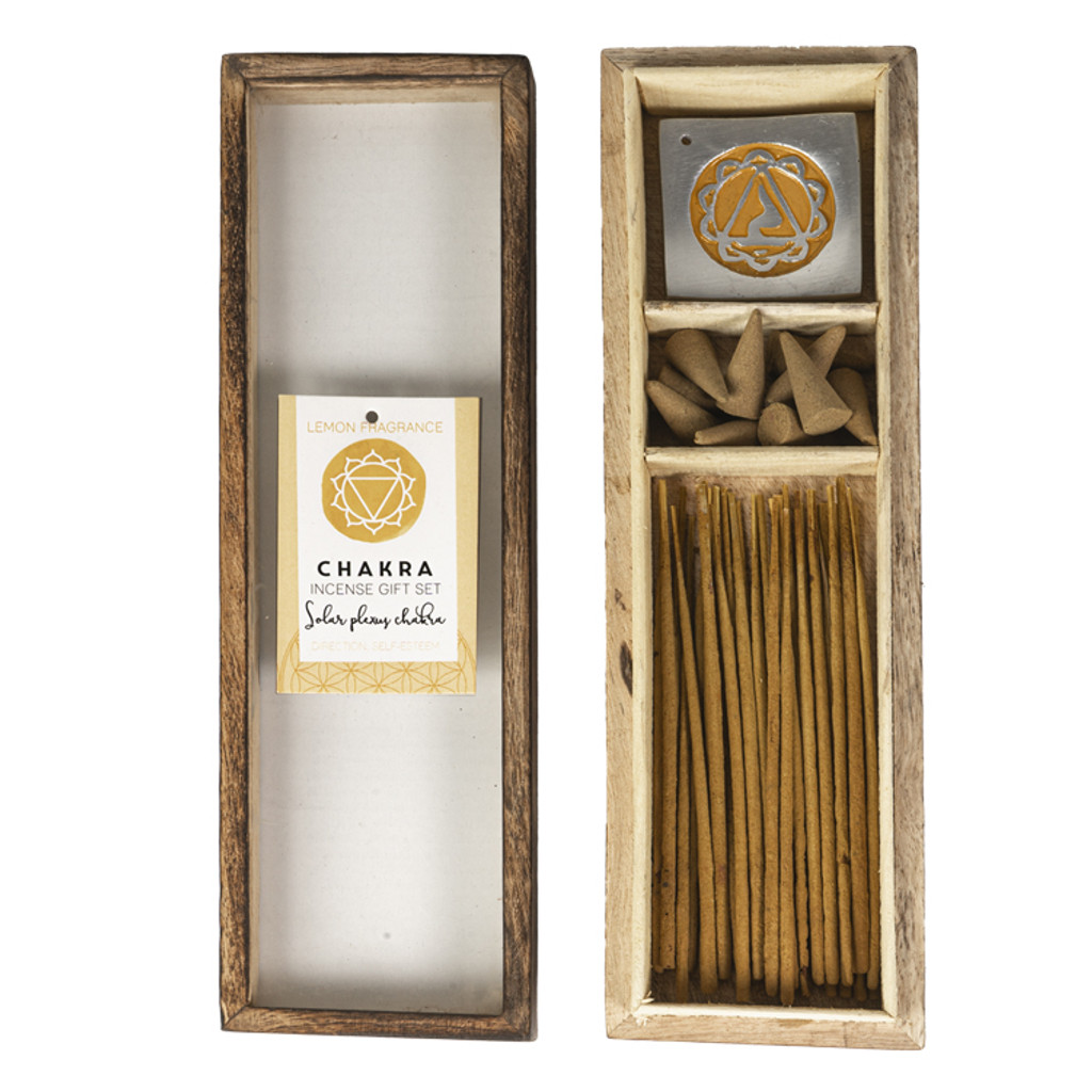 PT Solar Plexus Chakra Lemon Incense Wooden Box Gift Set