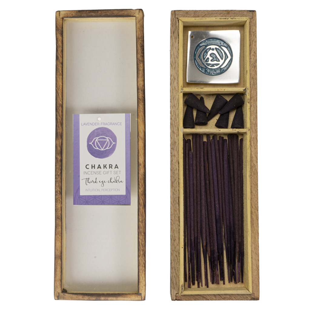 PT Third Eye Chakra Lavender Incense Wooden Box Gift Set