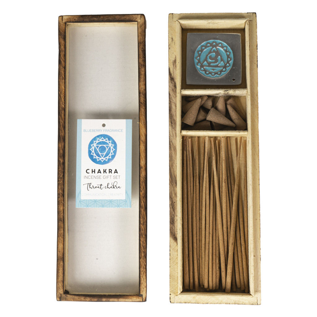 PT Throat Chakra Blueberry Incense Wooden Box Gift Set