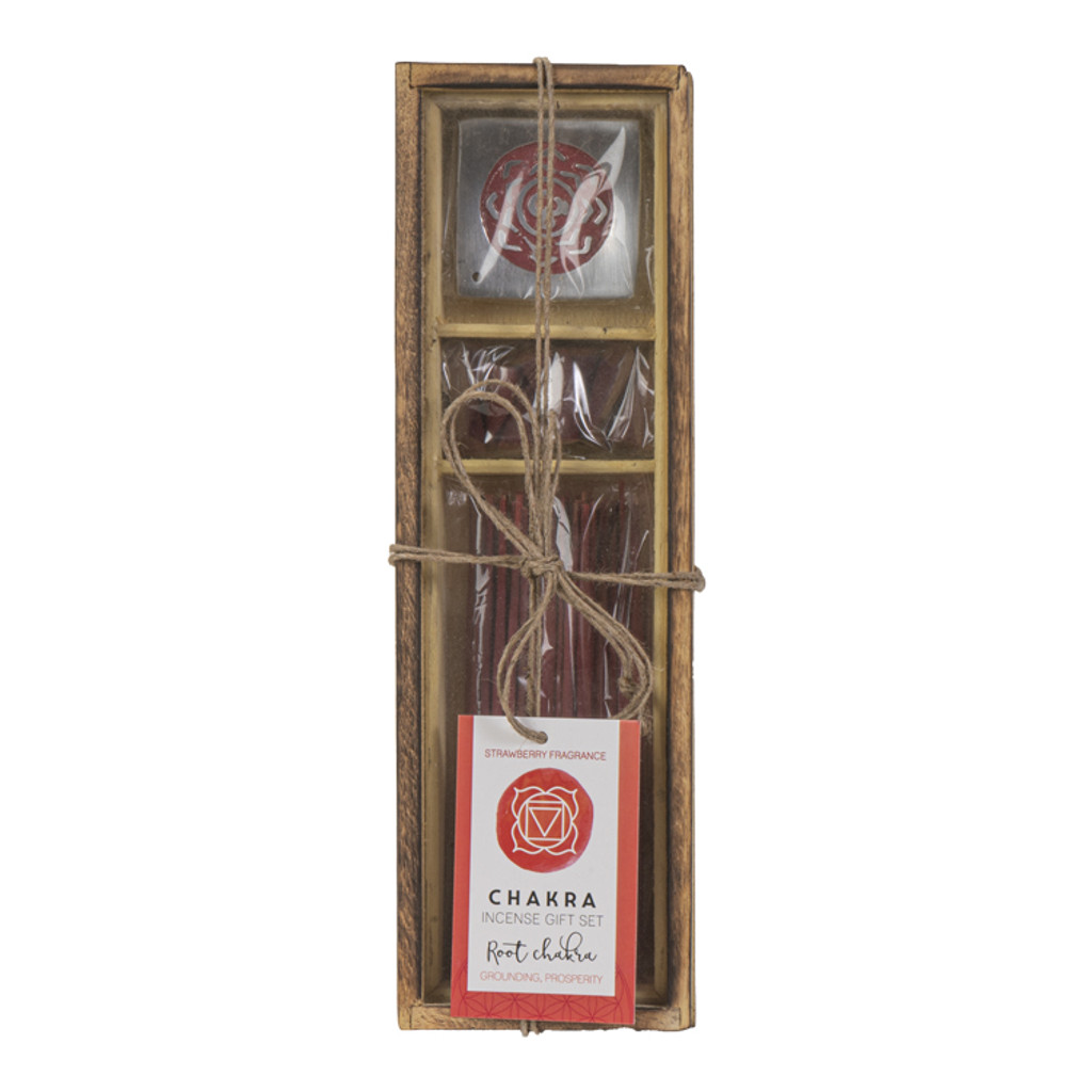 Coffret cadeau en bois d'encens fraise chakra racine Pt