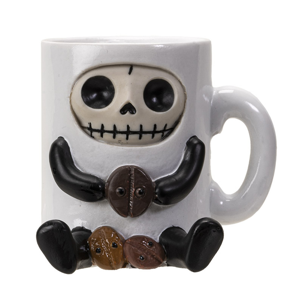 PT Furrybones Joe the Cup of Coffee Skull Mini Resin Figurine