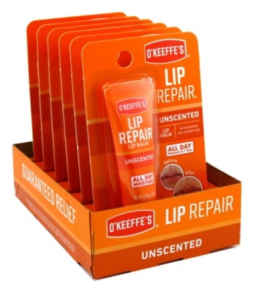 BL O' Keeffes Unscented Lip Repair Tube 0.35oz (6 Pieces) Display