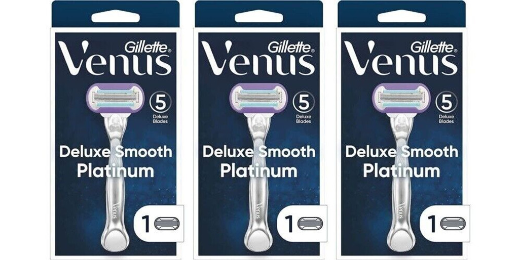 BL Gillette Venus Razor Deluxe Smooth Platinum + 1 Recharge - Lot de 3