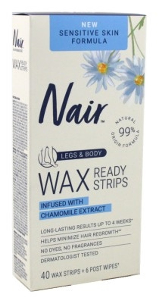 BL Nair Hair Remover Wax Ready Strips 40 Count Sensitive Body - Pack of 3