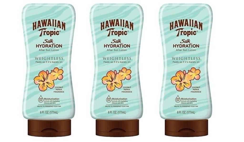 Loção pós-sol de hidratação BL Hawaiian Tropic Silk 6 onças - pacote com 3