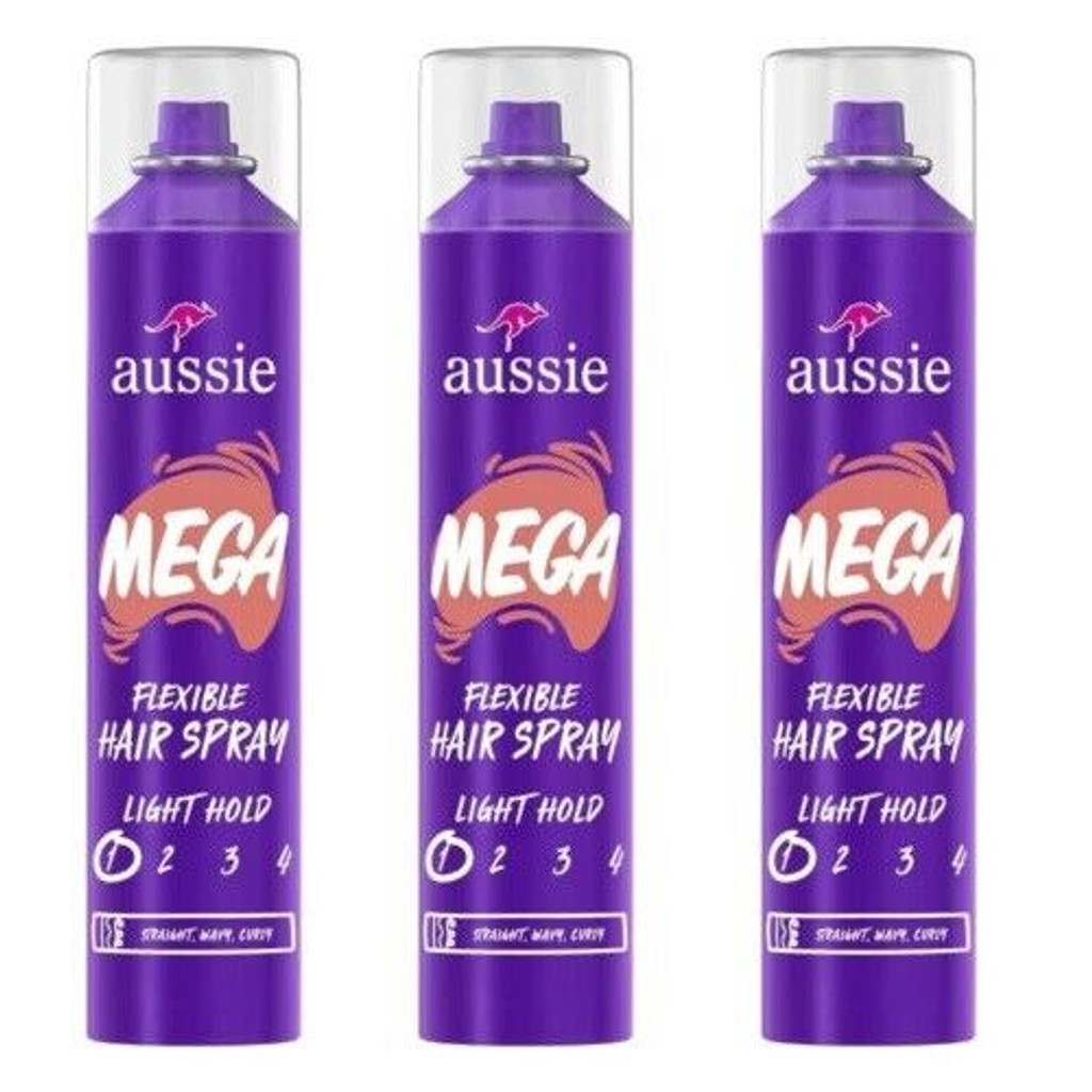 BL Aussie Mega Flexible Hairspray Light Hold 10oz - Paquete de 3