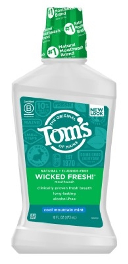 BL Toms Natural Mouthwash Fluorid-Free Cool Mountain Mint 16oz - Pakke med 3