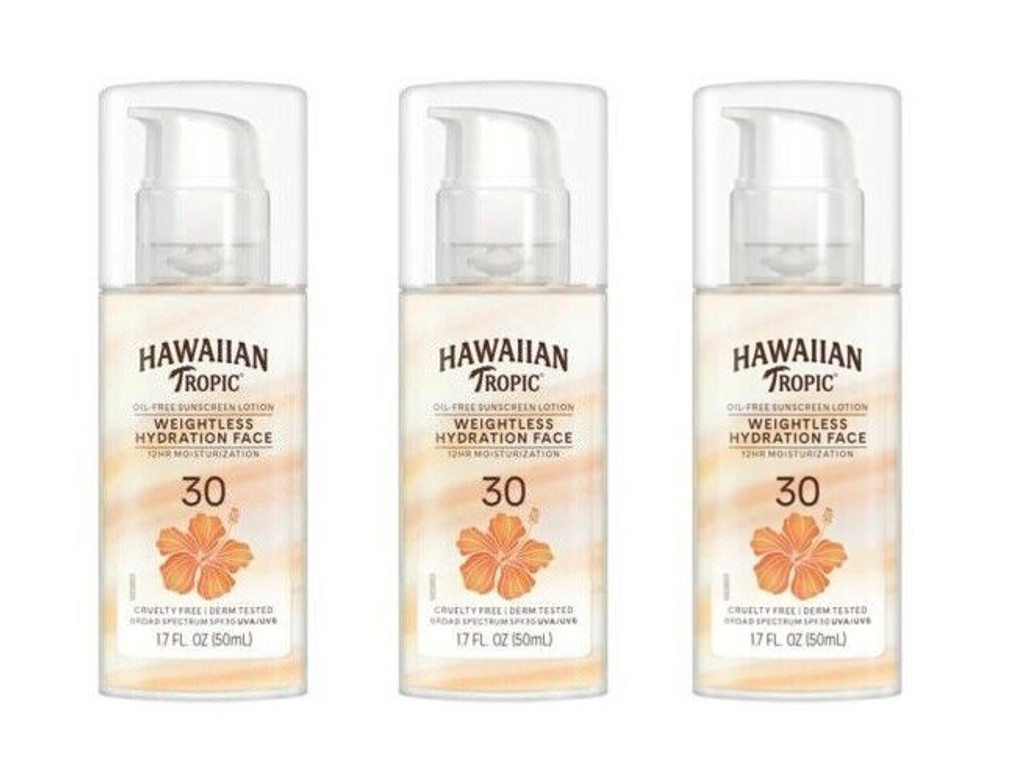 BL Hawaiian Tropic Spf 30 קרם הגנה לפנים לחות ללא משקל 1.7 oz - חבילה של 3