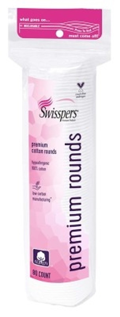 BL Swisspers Cotton Rounds Premium 80 Count 100% Cotton - Pack of 3