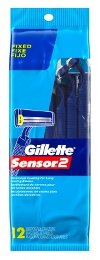 BL Gillette Mens חיישן 2 חד פעמי 12 ספירה - חבילה של 3