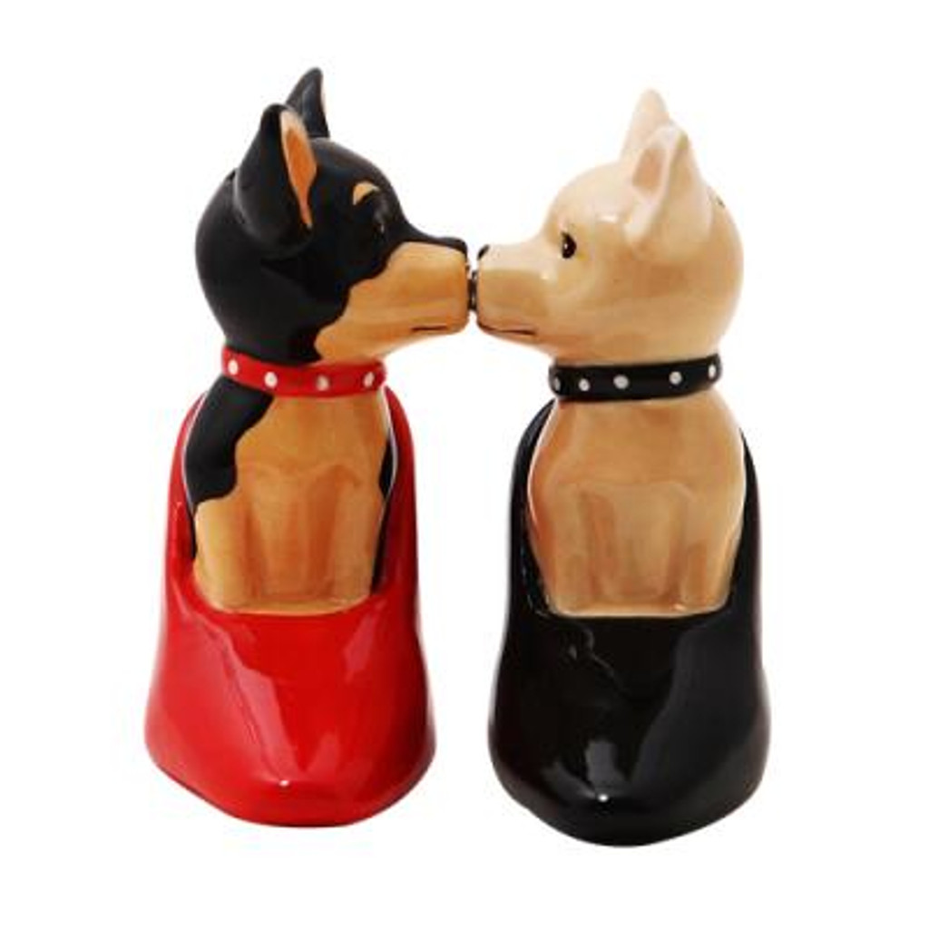 PT Magnetic Kissing Chihuahuas in High Heels Salt and Pepper Shaker Set