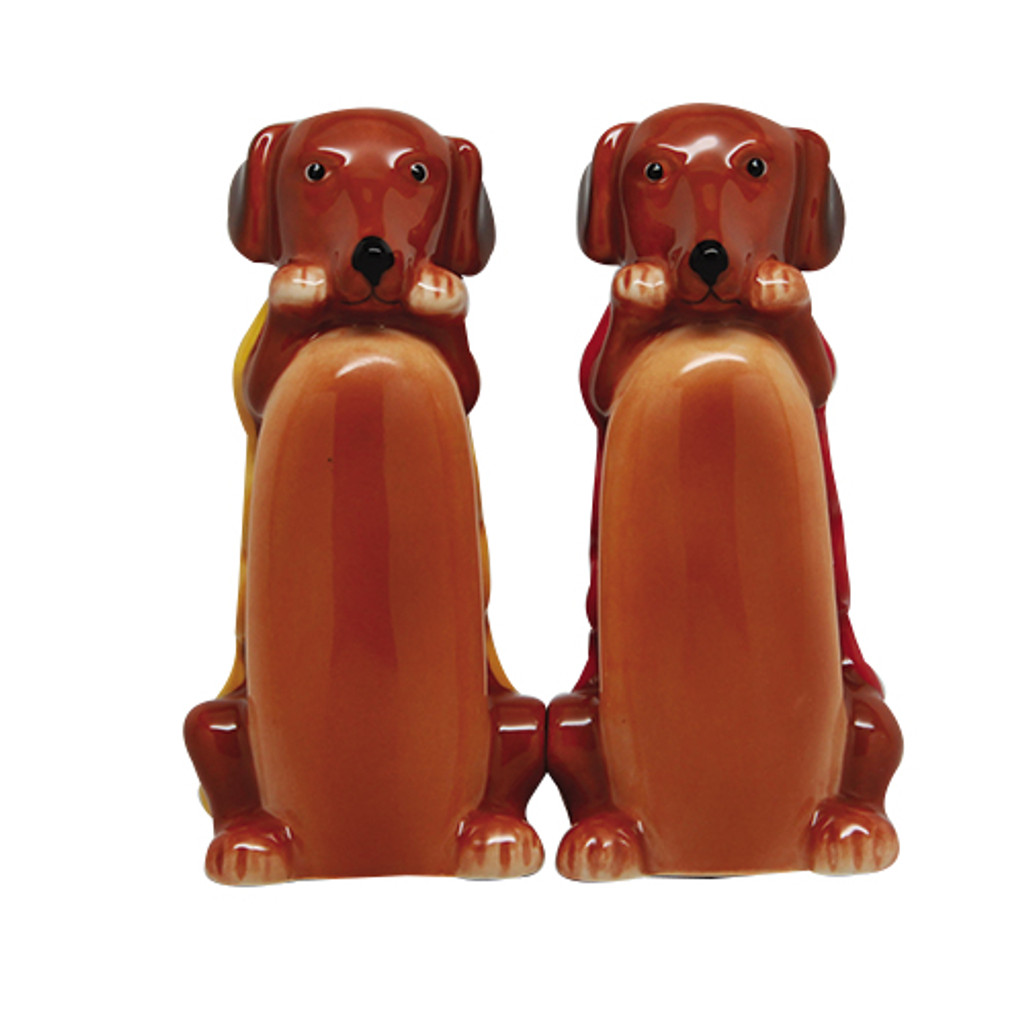 PT Standing Hot Dog Dachshunds Salt and Pepper Shaker Set
