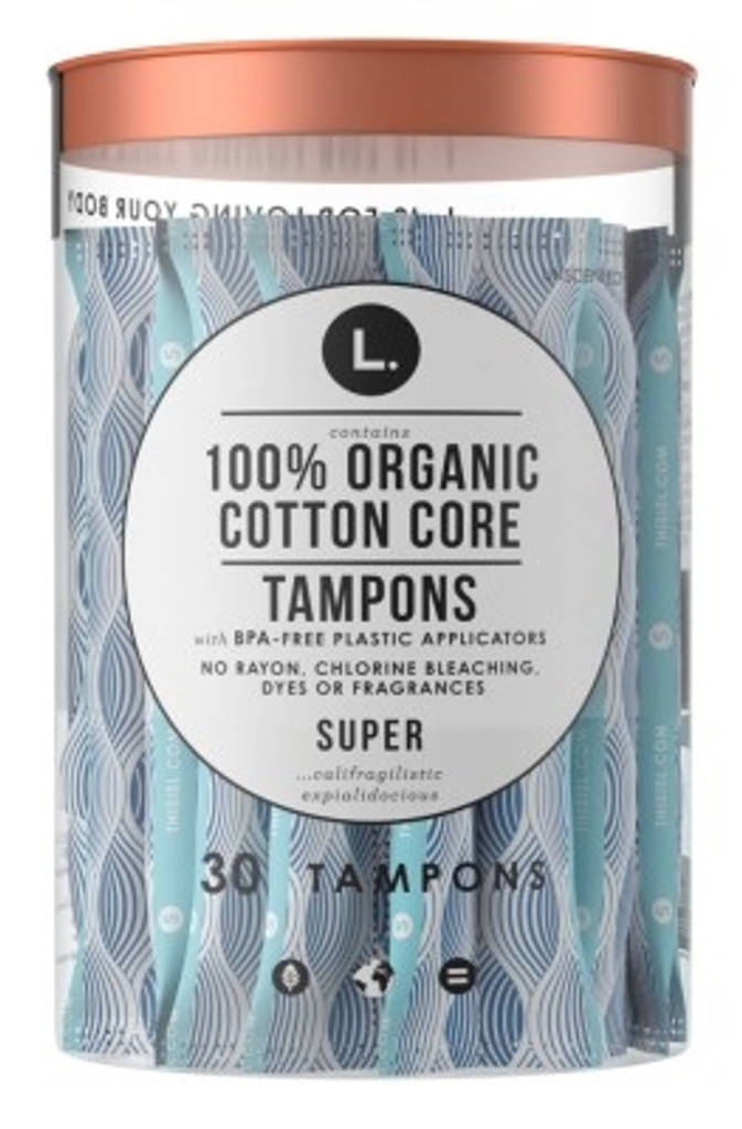 BL L. Tampons Core כותנה אורגנית Super 30 Count - חבילה של 3