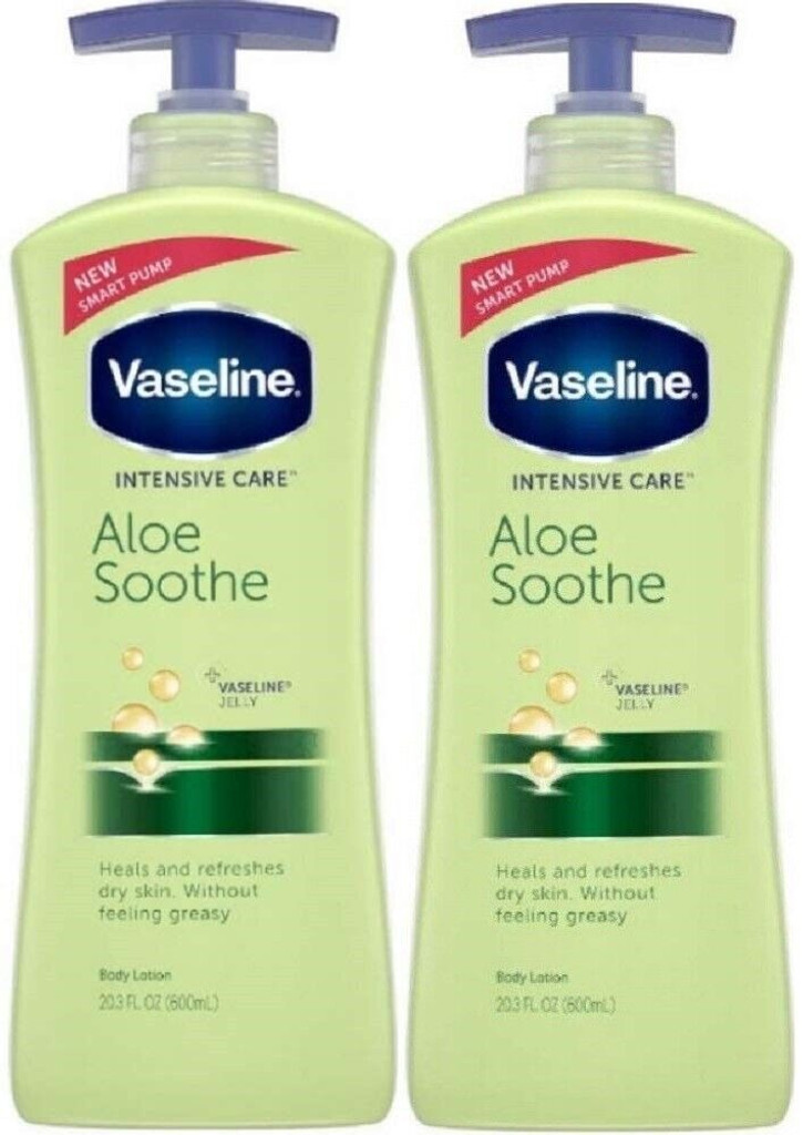 OW Vaseline Intensive Care Lotion 2 Pack X 20.3 Oz Aloe Soothe 