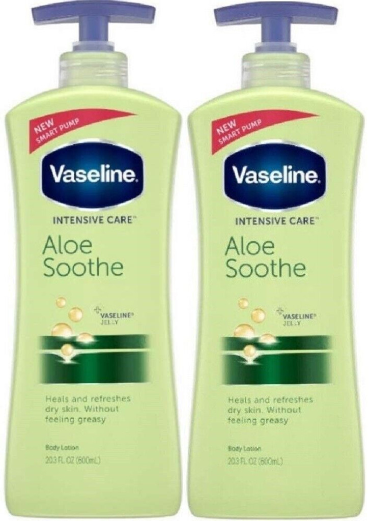 Loción de cuidados intensivos de vaselina ow, paquete de 2 x 20,3 oz, calmante de aloe 