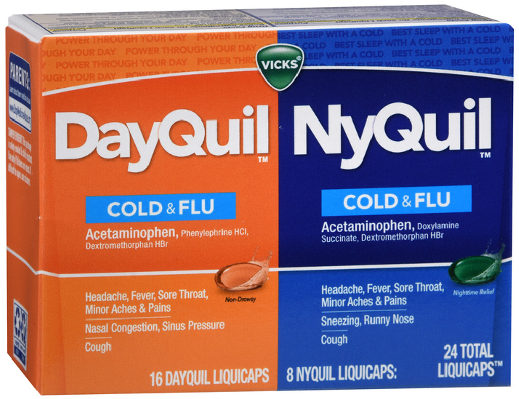 Dayquil/nyquil kylmäflunssanesteet 24ct 