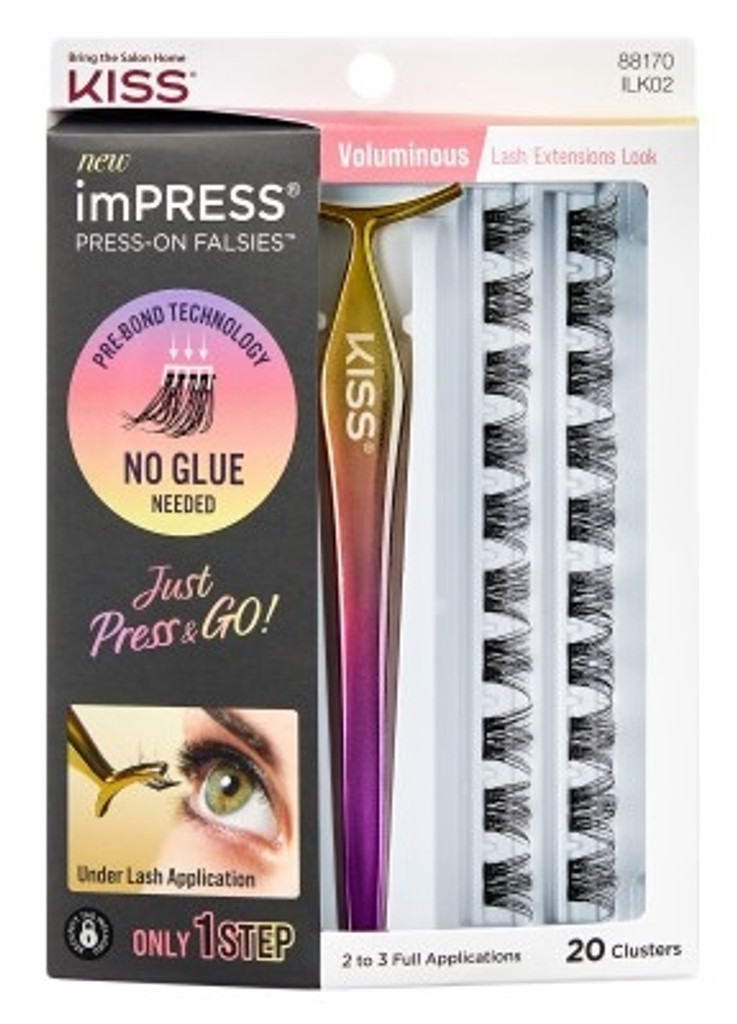 BL Kiss Lash Impress Press-On Falsies Volumineux 20 Clusters - Pack de 3