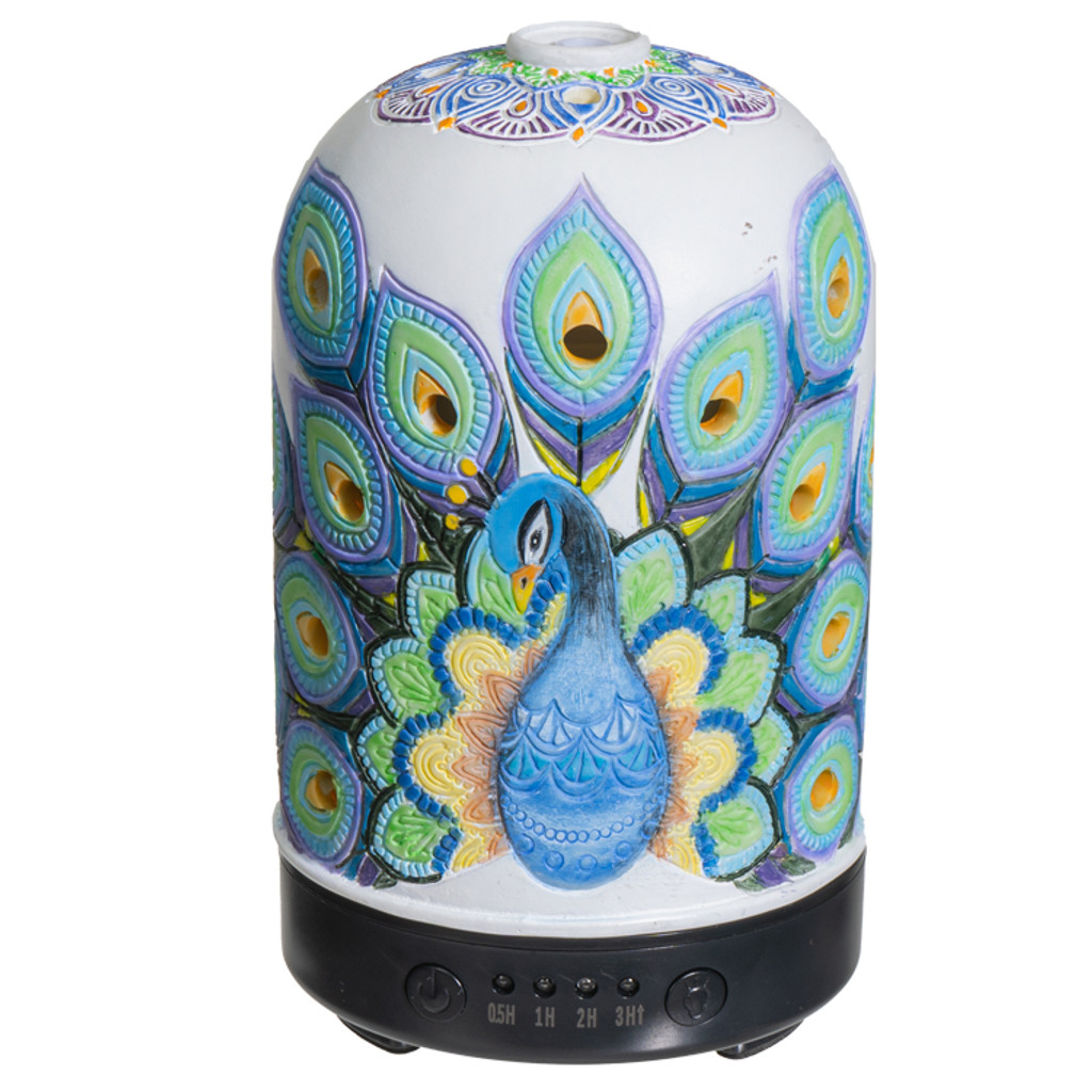 PT Peacock Hand Painted Resin Aroma Diffuser