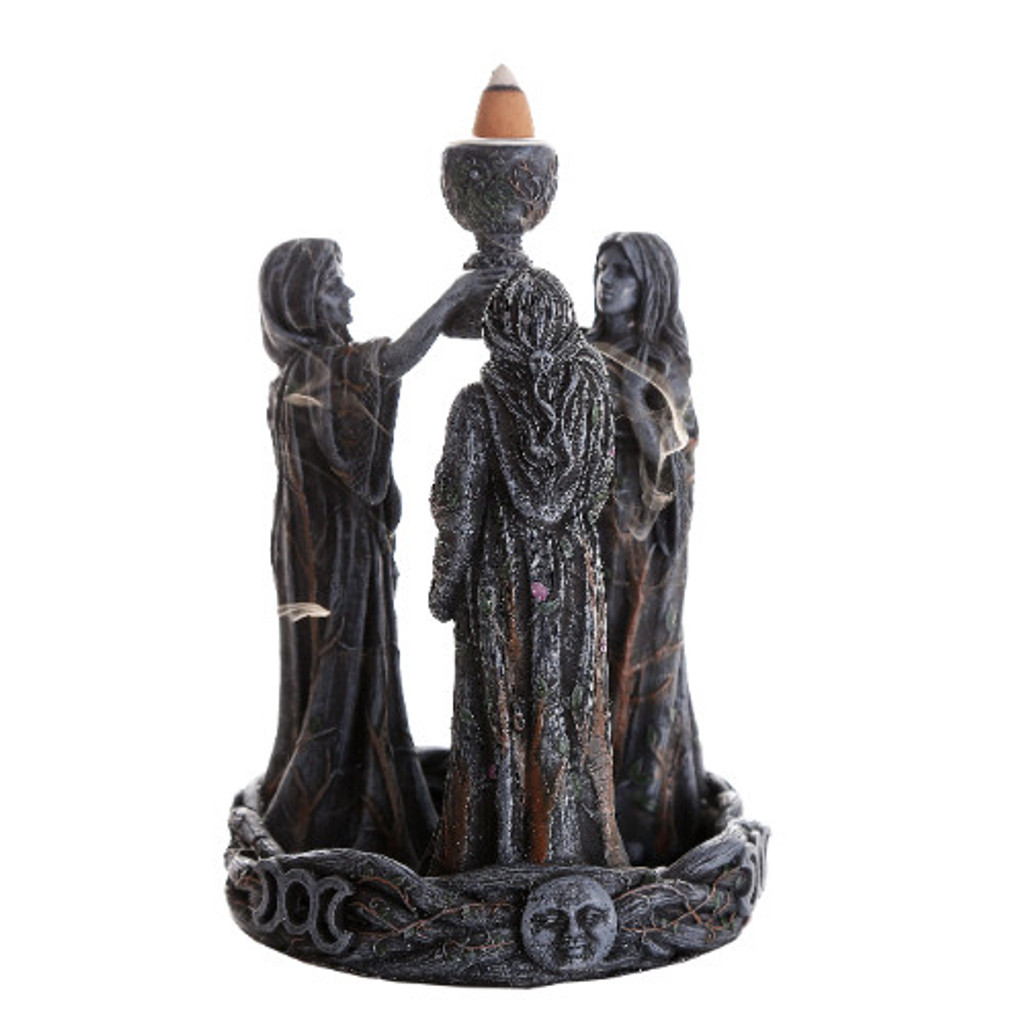 PT Mother Maiden Crone Hand Painted Resin Backflow Incense Burner