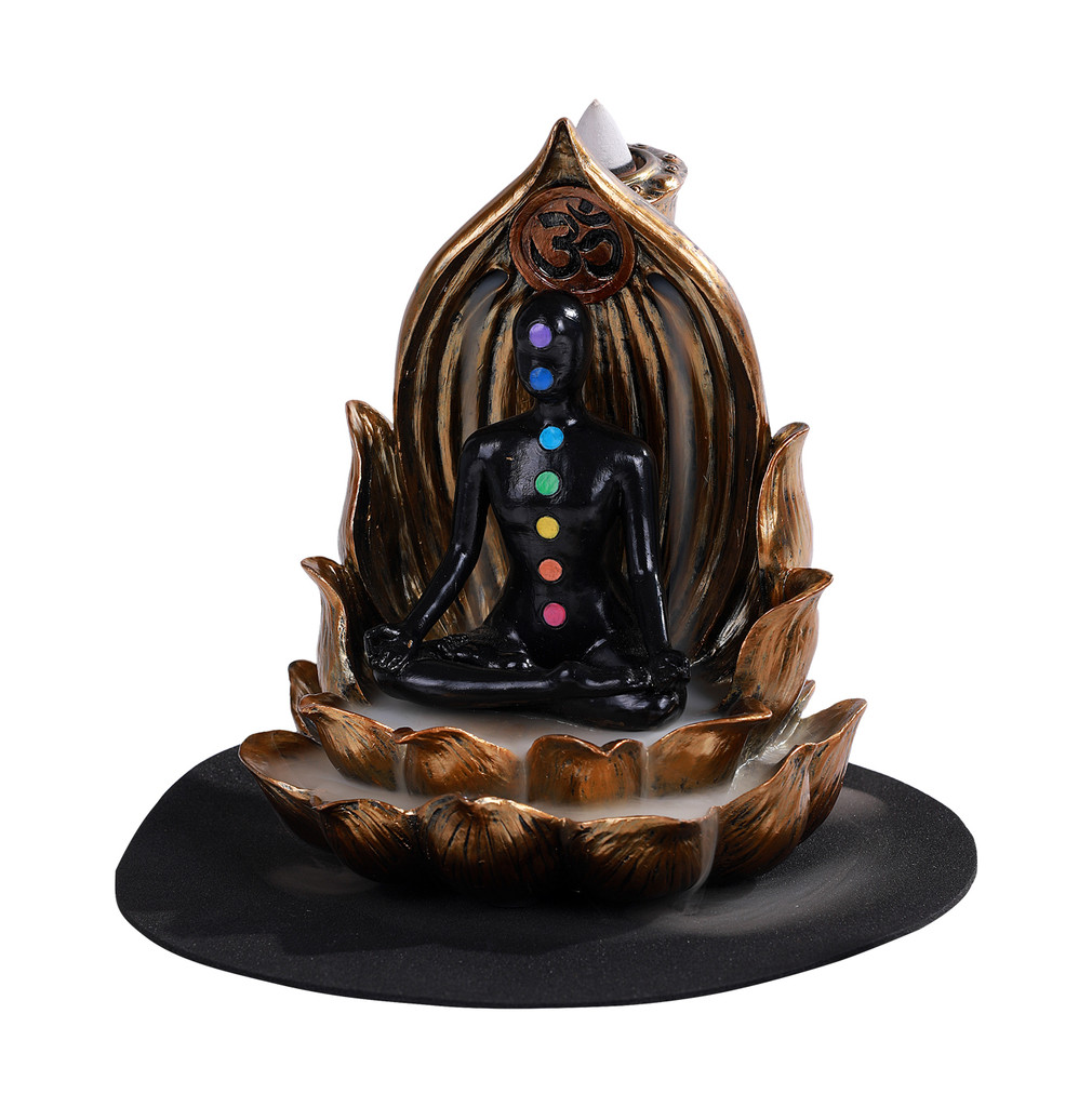 PT Chakra Hand Painted Resin Backflow Incense Burner